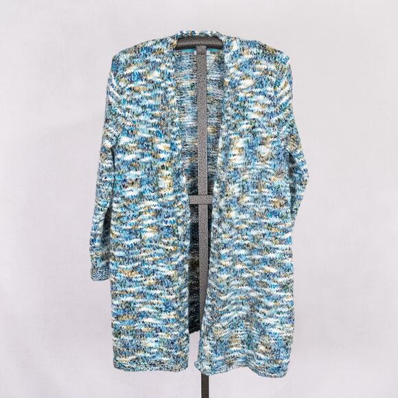 J.Jill Clarendon Cardigan Size Medium PETITE Marled Crochet Cozy Cabin Cottage - Picture 1 of 5